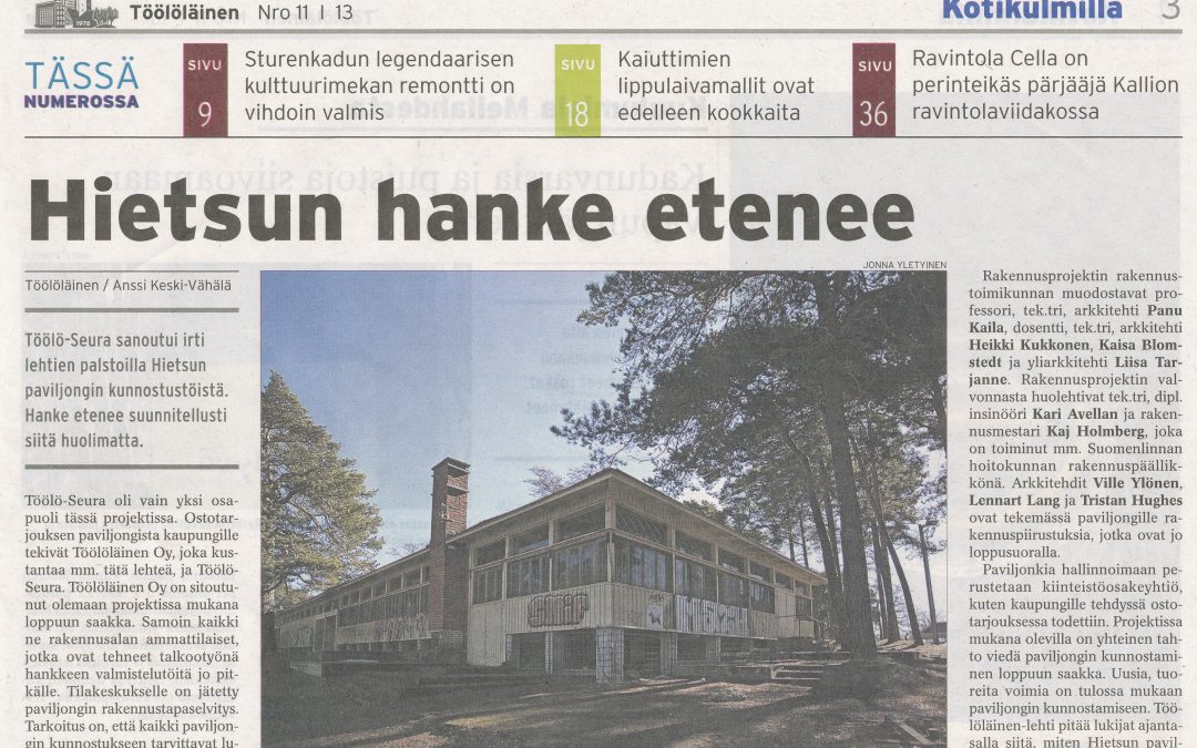 Hietsun paviljongin hanke jatkuu